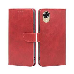 For OPPO A17k Calf Texture Buckle Flip Leather Phone Case(Red)