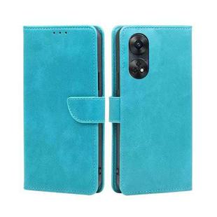 For OPPO Reno8 T 4G Calf Texture Buckle Flip Leather Phone Case(Light Blue)