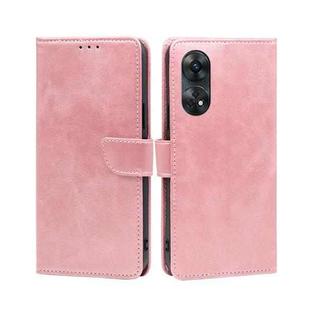 For OPPO Reno8 T 4G Calf Texture Buckle Flip Leather Phone Case(Rose Gold)