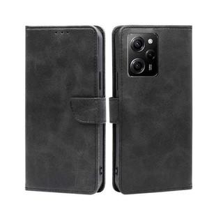 For Xiaomi Poco X5 Pro / Redmi Note 12 Pro Speed Calf Texture Buckle Flip Leather Phone Case(Black)