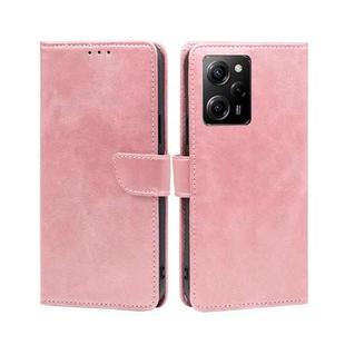 For Xiaomi Poco X5 Pro / Redmi Note 12 Pro Speed Calf Texture Buckle Flip Leather Phone Case(Rose Gold)