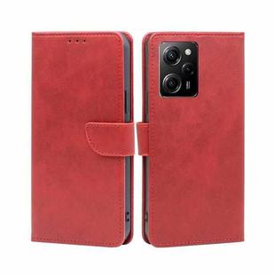 For Xiaomi Poco X5 Pro / Redmi Note 12 Pro Speed Calf Texture Buckle Flip Leather Phone Case(Red)