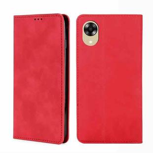 For OPPO A17k Skin Feel Magnetic Horizontal Flip Leather Phone Case(Red)