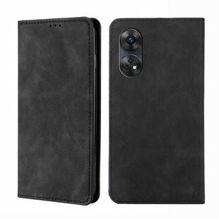 For OPPO Reno8 T 4G Skin Feel Magnetic Horizontal Flip Leather Phone Case(Black)
