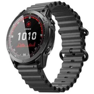 For Garmin Fenix 7 Ocean Style Quick Release Silicone Watch Band(Black)