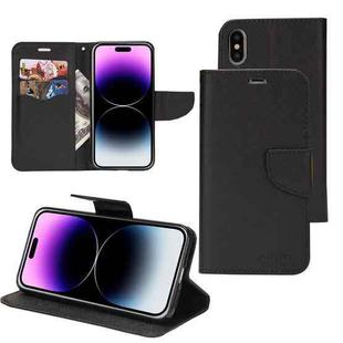 For iPhone 14 Mercury Contrast Color Splicing Leather Phone Case(Black)