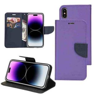 For iPhone 14 Mercury Contrast Color Splicing Leather Phone Case(Purple)