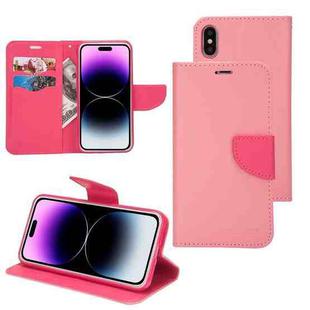 For iPhone 14 Plus Mercury Contrast Color Splicing Leather Phone Case(Pink)
