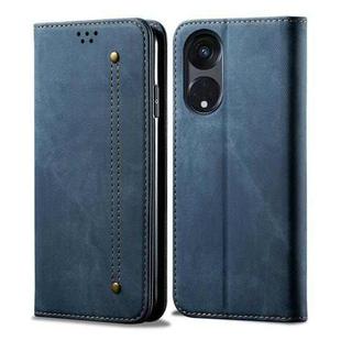 For OPPO Reno8 T 5G / A1 Pro Denim Texture Leather Phone Case(Blue)