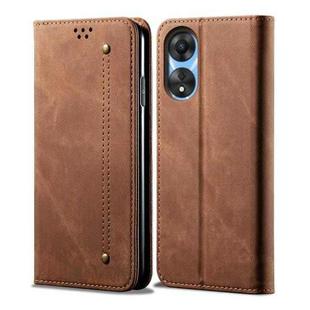For OPPO A58 5G / A58x / A78 5G Denim Texture Leather Phone Case(Brown)