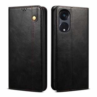 For OPPO Reno8 T 5G / A1 Pro Oil Wax Crazy Horse Texture Leather Phone Case(Black)