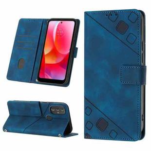 For Motorola Moto G Power 2022 Skin-feel Embossed Leather Phone Case(Blue)