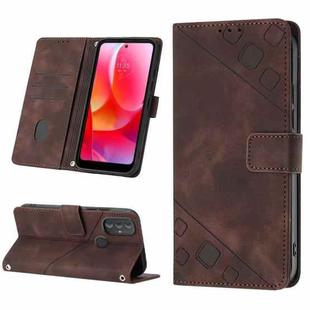 For Motorola Moto G Power 2022 Skin-feel Embossed Leather Phone Case(Brown)