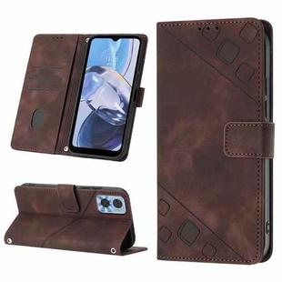 For Motorola Moto E22i 4G / E22 4G Skin-feel Embossed Leather Phone Case(Brown)