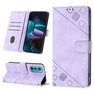 For Motorola Moto Edge 30 Skin-feel Embossed Leather Phone Case(Light Purple)