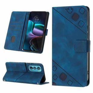 For Motorola Moto Edge 30 Skin-feel Embossed Leather Phone Case(Blue)