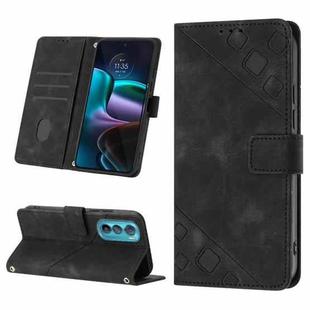 For Motorola Moto Edge 30 Skin-feel Embossed Leather Phone Case(Black)