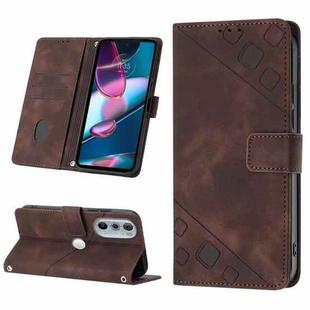 For Motorola Edge 30 Pro / Edge+ 2022 Skin-feel Embossed Leather Phone Case(Brown)