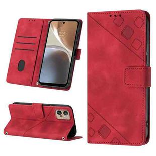 For Motorola Moto G32 Skin-feel Embossed Leather Phone Case(Red)