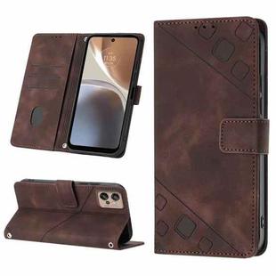 For Motorola Moto G32 Skin-feel Embossed Leather Phone Case(Brown)