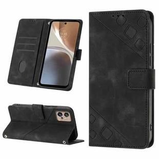 For Motorola Moto G32 Skin-feel Embossed Leather Phone Case(Black)