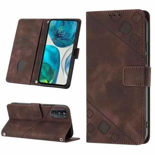 For Motorola Moto G52 Skin-feel Embossed Leather Phone Case(Brown)