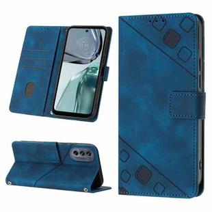 For Motorola Moto G62 5G Skin-feel Embossed Leather Phone Case(Blue)