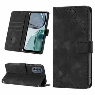 For Motorola Moto G62 5G Skin-feel Embossed Leather Phone Case(Black)