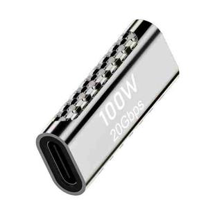 100W Type-C Female to Type-C Female 20Gbps Zinc Alloy Adapter, Style:Straight
