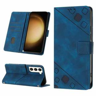 For Samsung Galaxy S23 5G Skin-feel Embossed Leather Phone Case(Blue)