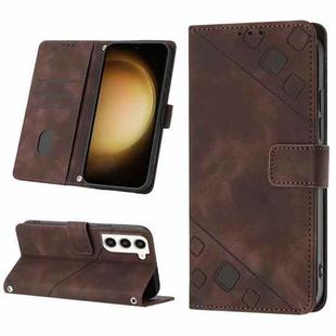 For Samsung Galaxy S23 5G Skin-feel Embossed Leather Phone Case(Brown)