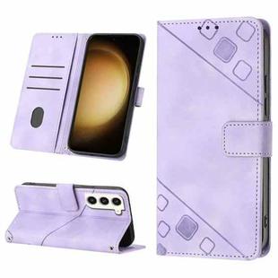 For Samsung Galaxy S23+ 5G Skin-feel Embossed Leather Phone Case(Light Purple)