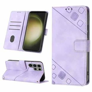 For Samsung Galaxy S23 Ultra 5G Skin-feel Embossed Leather Phone Case(Light Purple)