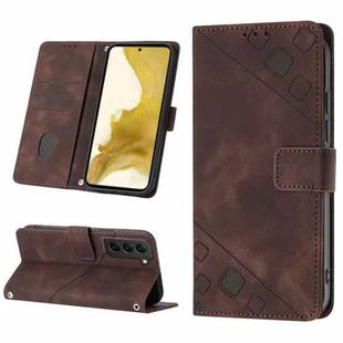 For Samsung Galaxy S22 5G Skin-feel Embossed Leather Phone Case(Brown)