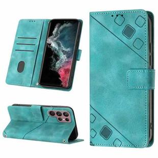 For Samsung Galaxy S22 Ultra 5G Skin-feel Embossed Leather Phone Case(Green)