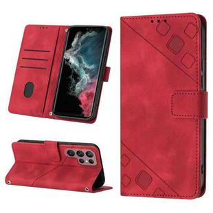 For Samsung Galaxy S22 Ultra 5G Skin-feel Embossed Leather Phone Case(Red)