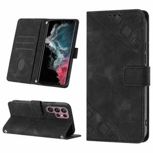 For Samsung Galaxy S22 Ultra 5G Skin-feel Embossed Leather Phone Case(Black)