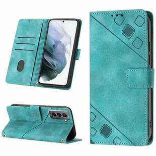 For Samsung Galaxy S21 5G Skin-feel Embossed Leather Phone Case(Green)