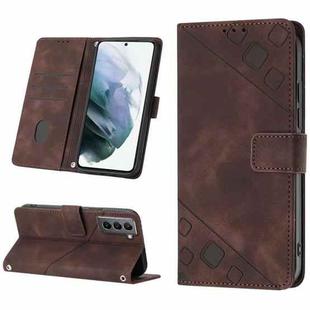 For Samsung Galaxy S21+ 5G Skin-feel Embossed Leather Phone Case(Brown)