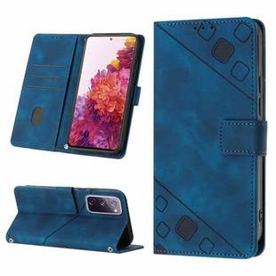 For Samsung Galaxy S20 FE / S20 2022 Skin-feel Embossed Leather Phone Case(Blue)