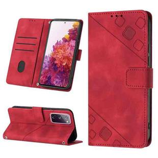 For Samsung Galaxy S20 FE / S20 2022 Skin-feel Embossed Leather Phone Case(Red)