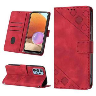 For Samsung Galaxy A32 4G Skin-feel Embossed Leather Phone Case(Red)