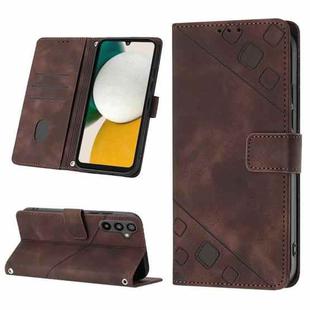 For Samsung Galaxy A34 Skin-feel Embossed Leather Phone Case(Brown)