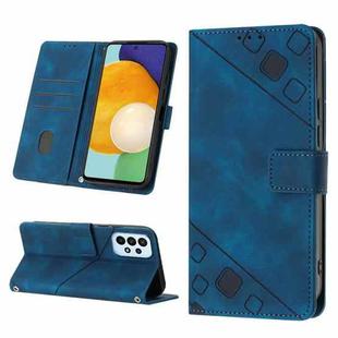 For Samsung Galaxy A52 5G / 4G Skin-feel Embossed Leather Phone Case(Blue)