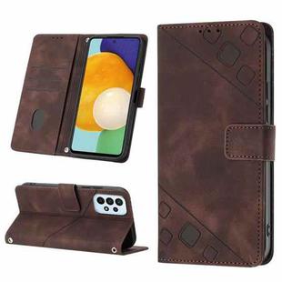 For Samsung Galaxy A52 5G / 4G Skin-feel Embossed Leather Phone Case(Brown)