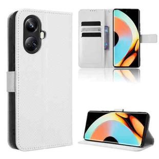For Realme 10 Pro+ Diamond Texture Leather Phone Case(White)
