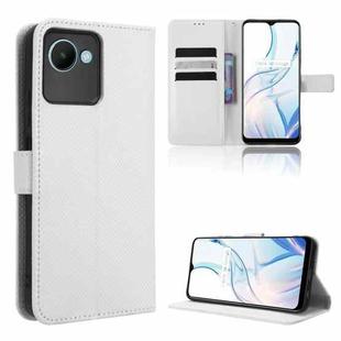 For Realme C30 / C30s Foreign Diamond Texture Leather Phone Case(White)