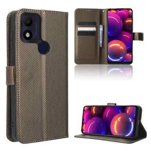 For TCL 305i Diamond Texture Leather Phone Case(Brown)