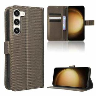 For Samsung Galaxy S23+ 5G Diamond Texture Leather Phone Case(Brown)