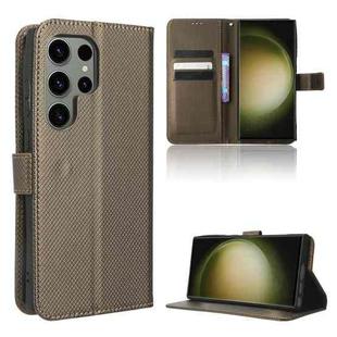For Samsung Galaxy S23 Ultra 5G Diamond Texture Leather Phone Case(Brown)